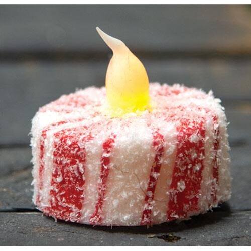 Front. BreeBe - Glittered Candy Cane LED Tealight - Multicolor.