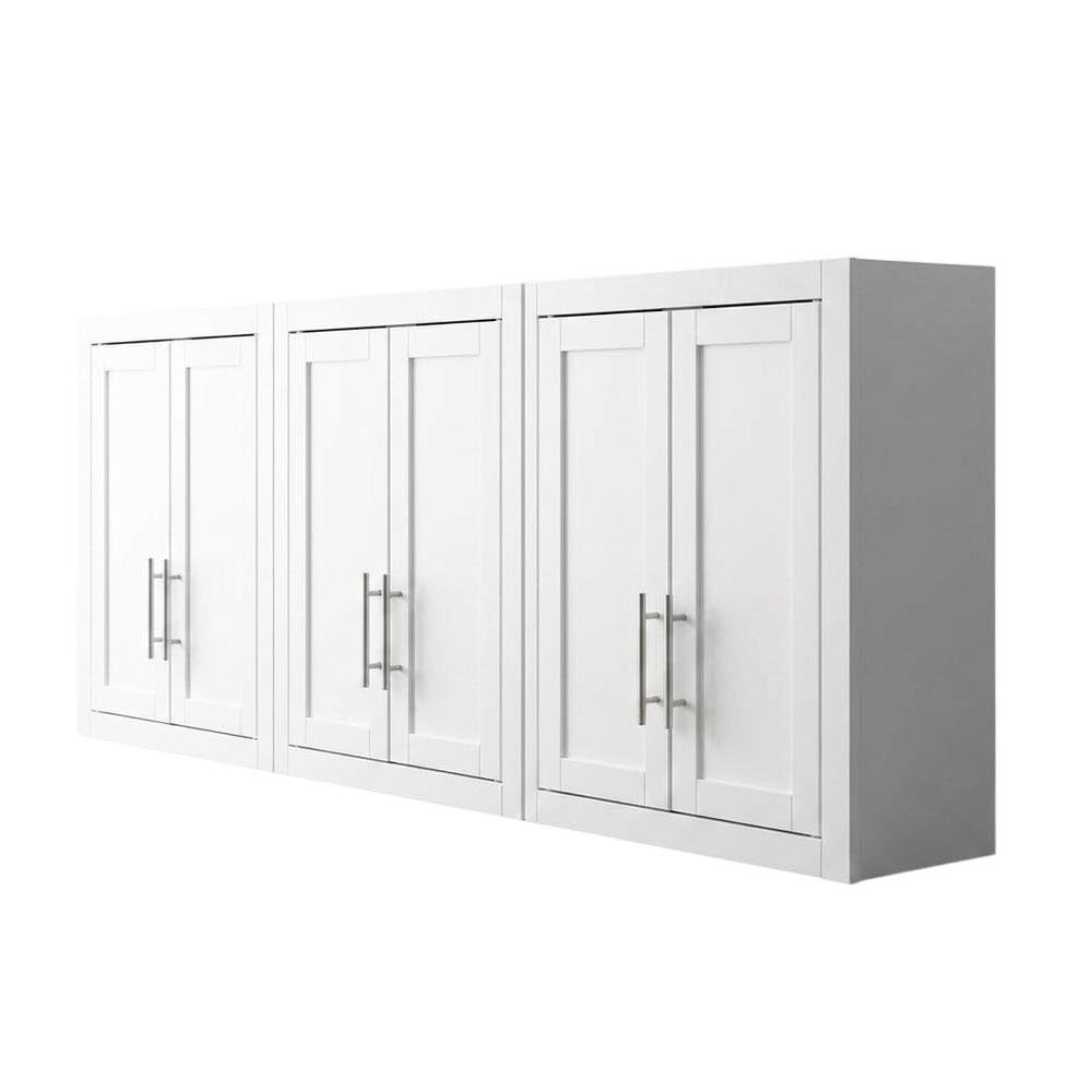 Alt View 3. FurniFact - White 3-Piece Wall Storage Cabinet Set - White.