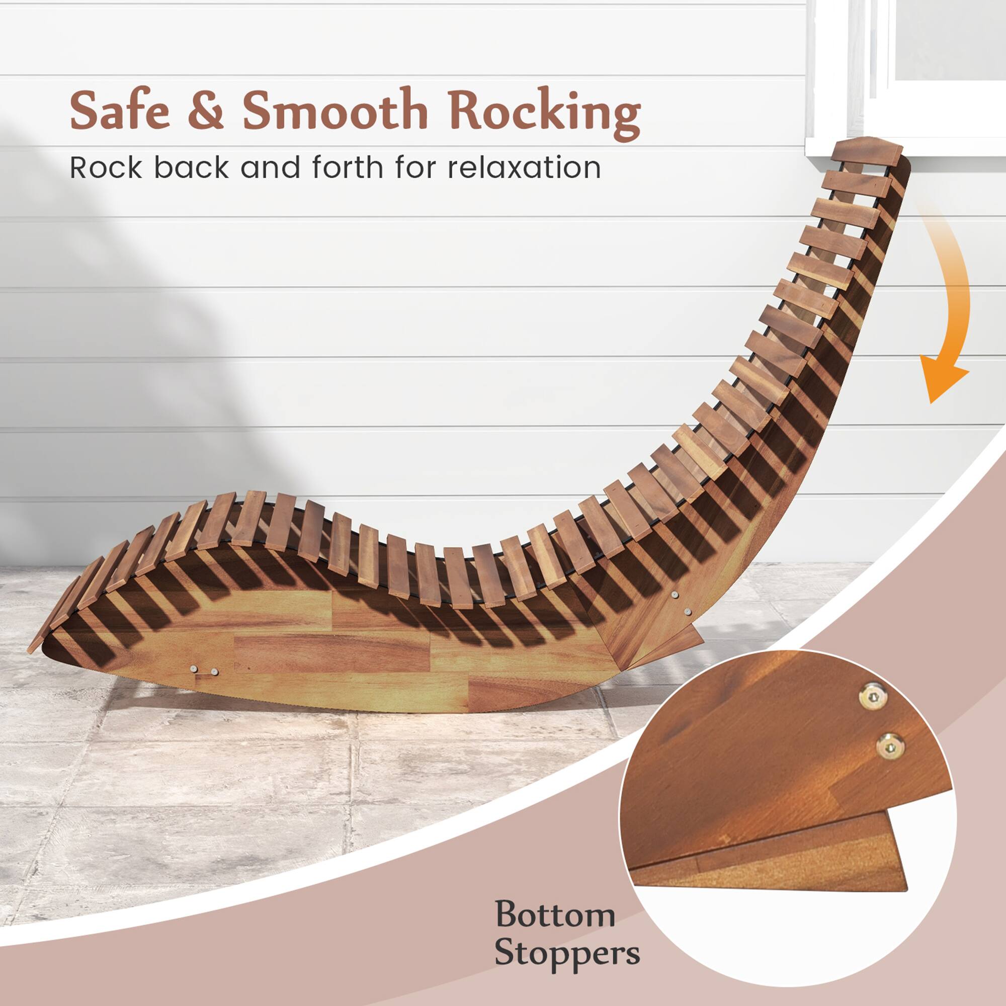 Safe & Smooth Rocking
Rock back and forth for relaxation
Bottom Stoppers