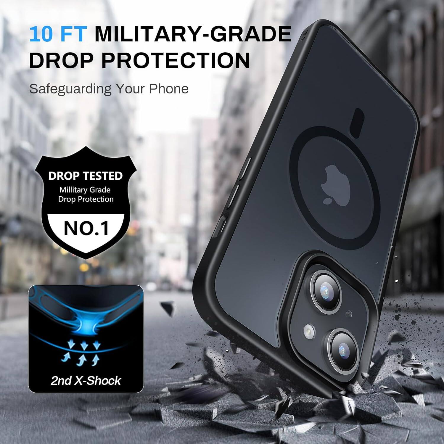 10 FT MILITARY-GRADE DROP PROTECTION
Safeguarding Your Phone
DROP TESTED Military Grade Drop Protection NO.1
2nd X-Shock