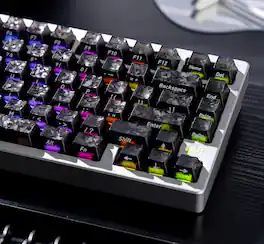 Womier - Clear keycaps,Translucent Shine Throug Key caps | Forged Carbon Fiber keycaps for Mx Switches Mechanical Keyboard - Black