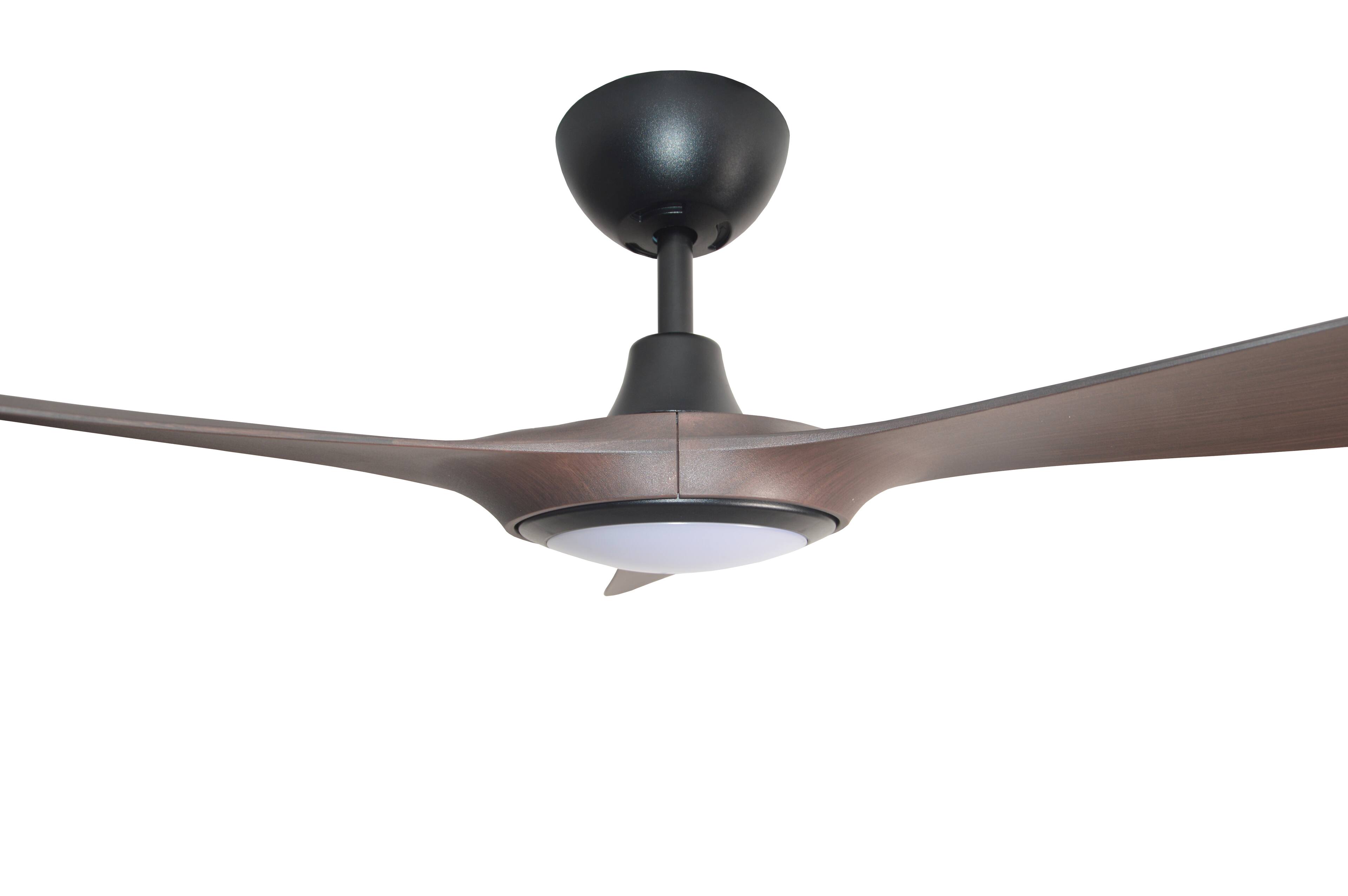 Alt View 6. ENLIGHT - 56" Smart Ceiling Fan, IP66 Outdoor/Coastal, CCT & Dimmable LED, Durable, Efficient + Quiet DC Motor, Matter, 3 Blades - Walnut Woodgrain.