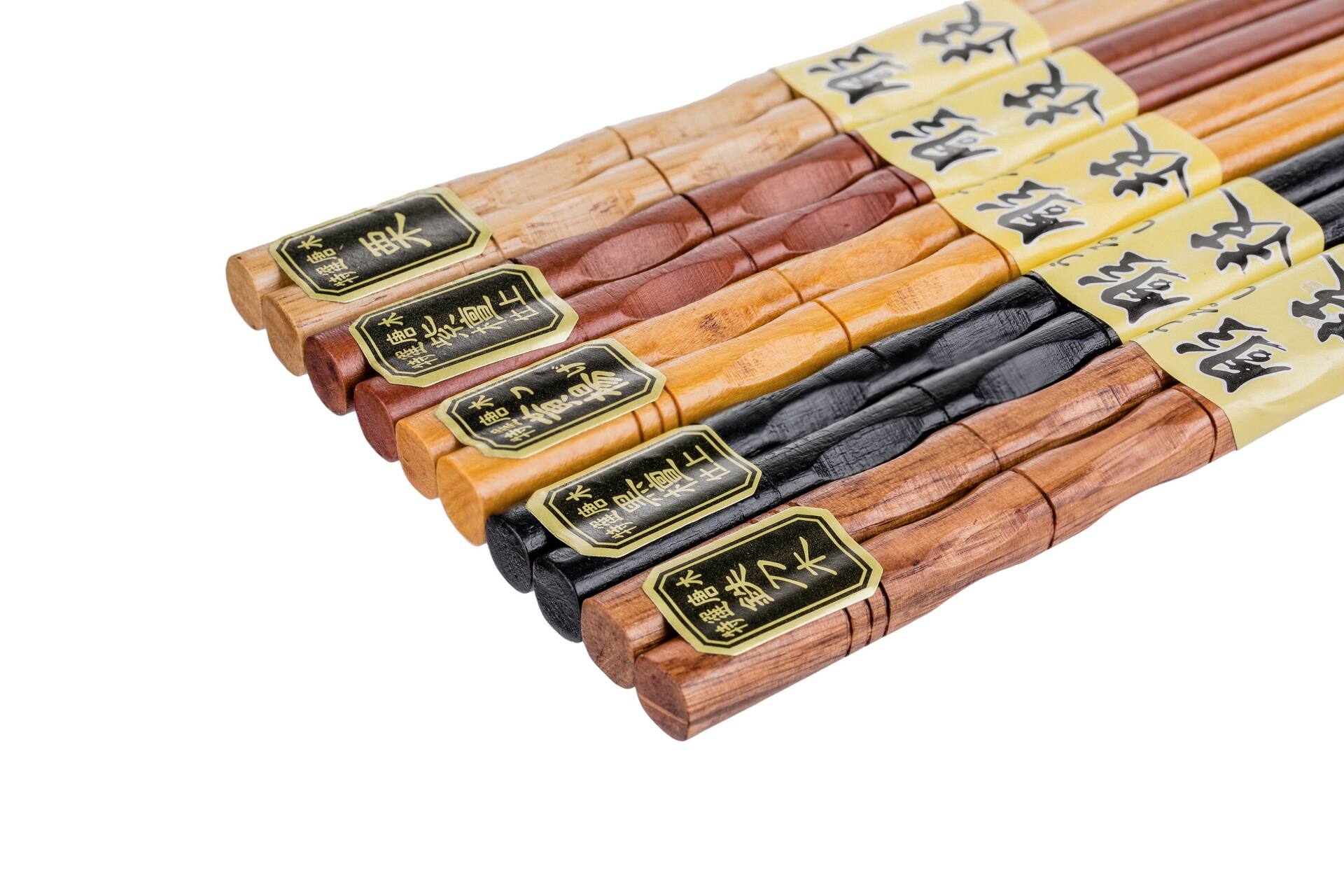 Back. Heim Concept - Heim Concept 5 Pair Organic Classic Hardwood Japanese Reusable Wood Chopsticks - Brown.