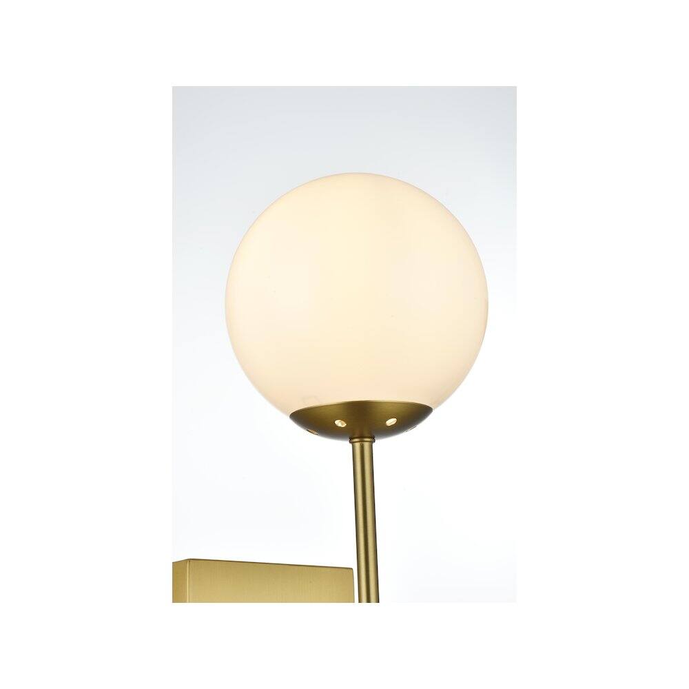 Alt View 2. Living District - Neri 6 Inch Wall Sconce White Shade in Satin Gold - Satin Gold And White.