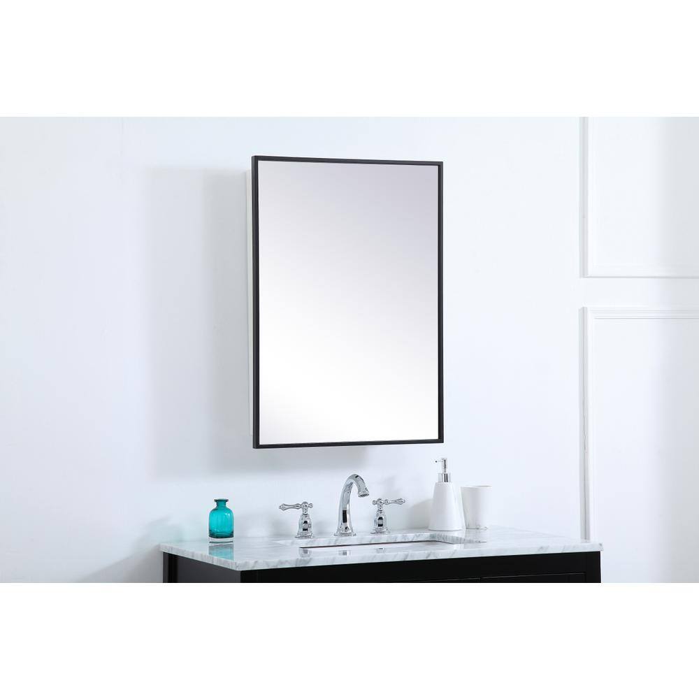 Alt View 3. Elegant Decor - Metal mirror medicine cabinet 20 inch x 28 inch in Black - Black.