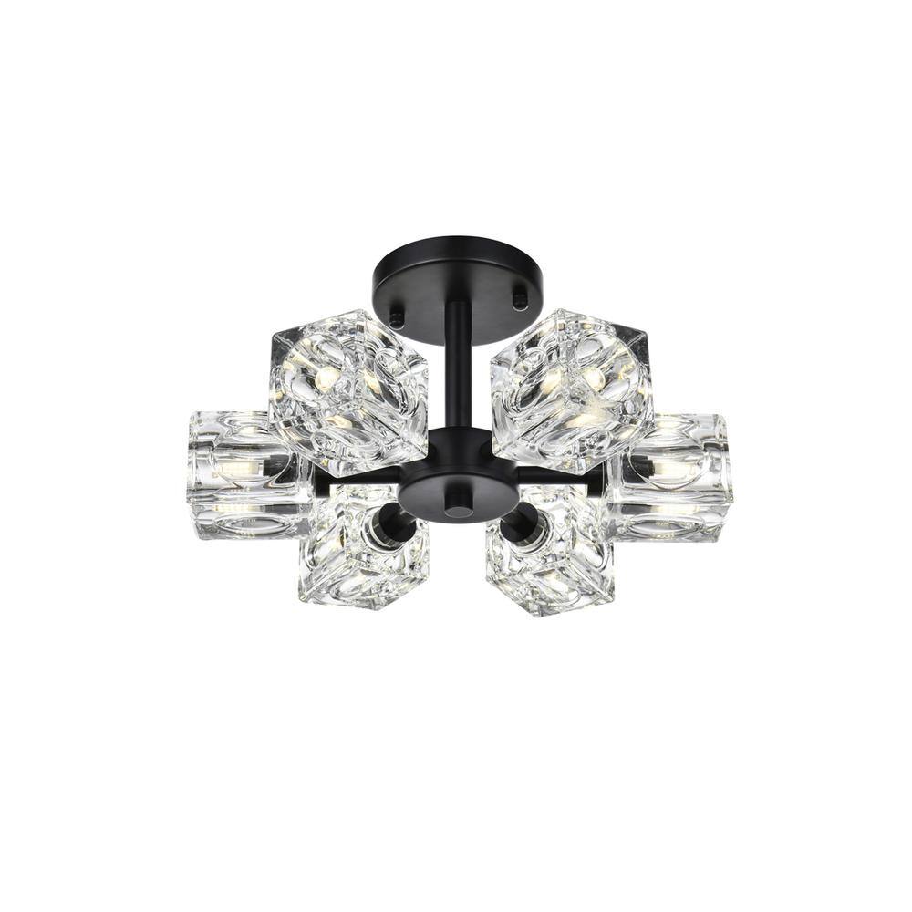 Left. Living District - Lyra 14 inch Flush Mount Ceiling Light in Black - Black.