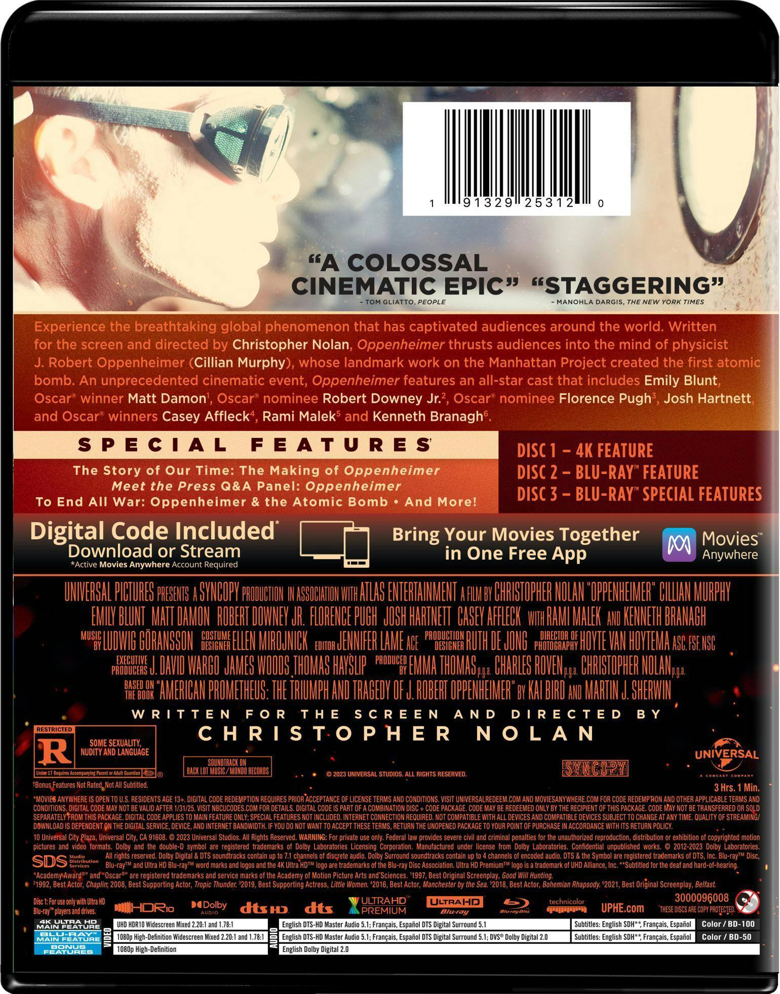 Back. Oppenheimer (4K Ultra HD + Blu-ray) [UHD].