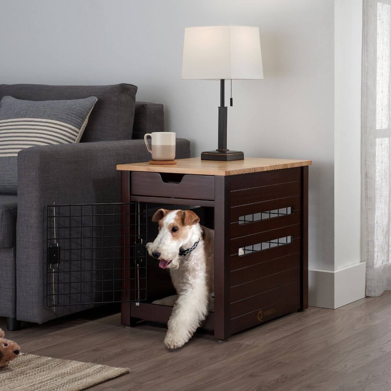 Alt View 12. TRINITY - 18" Espresso Brown Pet Crate End Table w/ Drawer - Espresso Brown.