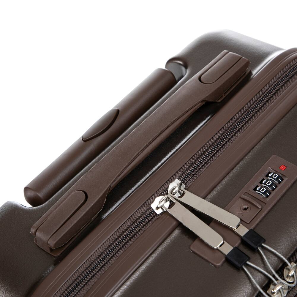Alt View 3. Ropilly - Ropilly 2 Piece Luggage Set Front Opening Carry On with 14 Inch Cosmetic Case Brown - Brown.