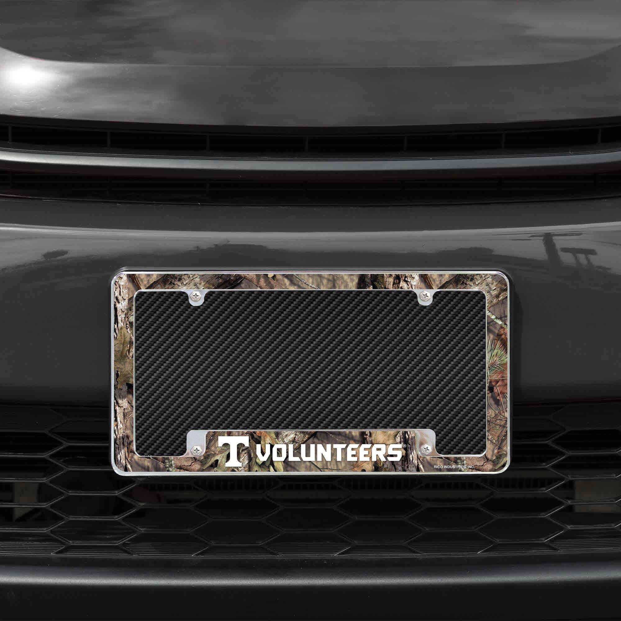 Alt View 1. Rico Industries - Tennessee Volunteers Chrome Metal License Plate Frame with Bold Mossy Oak Camouflaged Camo Design - Multi.