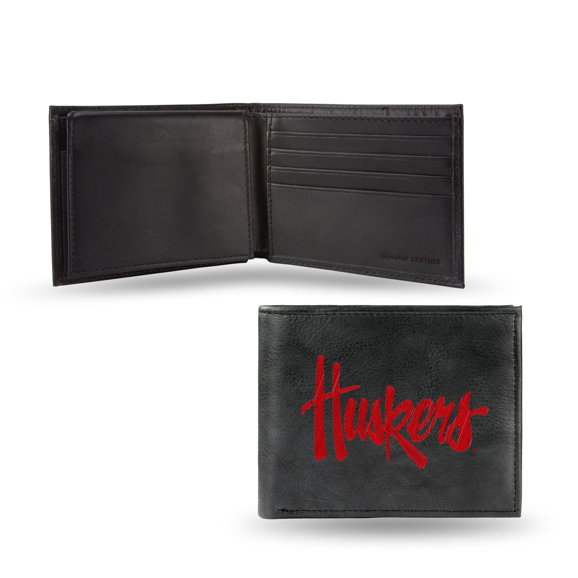 Rico Industries - Nebraska Cornhuskers Embroidered Team Logo Black Leather Bi-fold Wallet - Multi