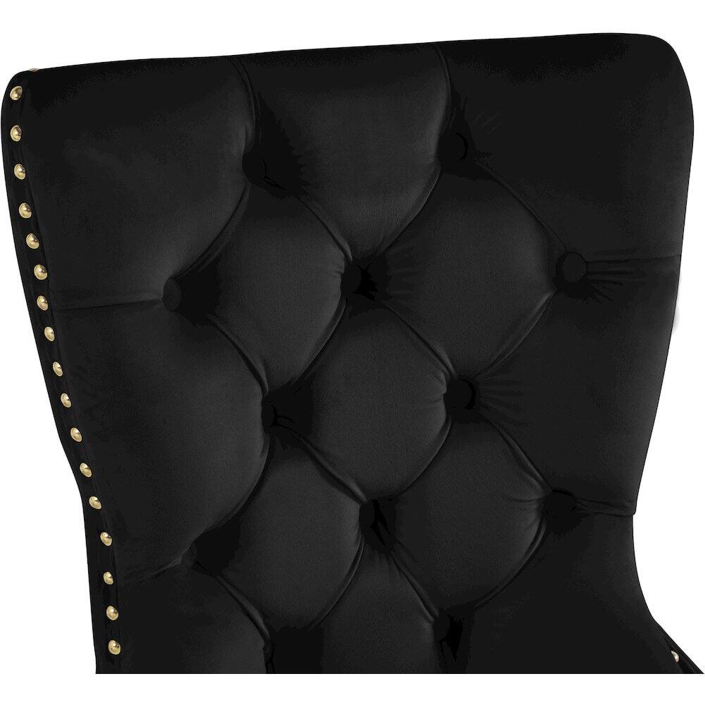 Alt View 3. Meridian Furniture - Carmen Black Velvet Dining Chairs, Set of 2 - Black.