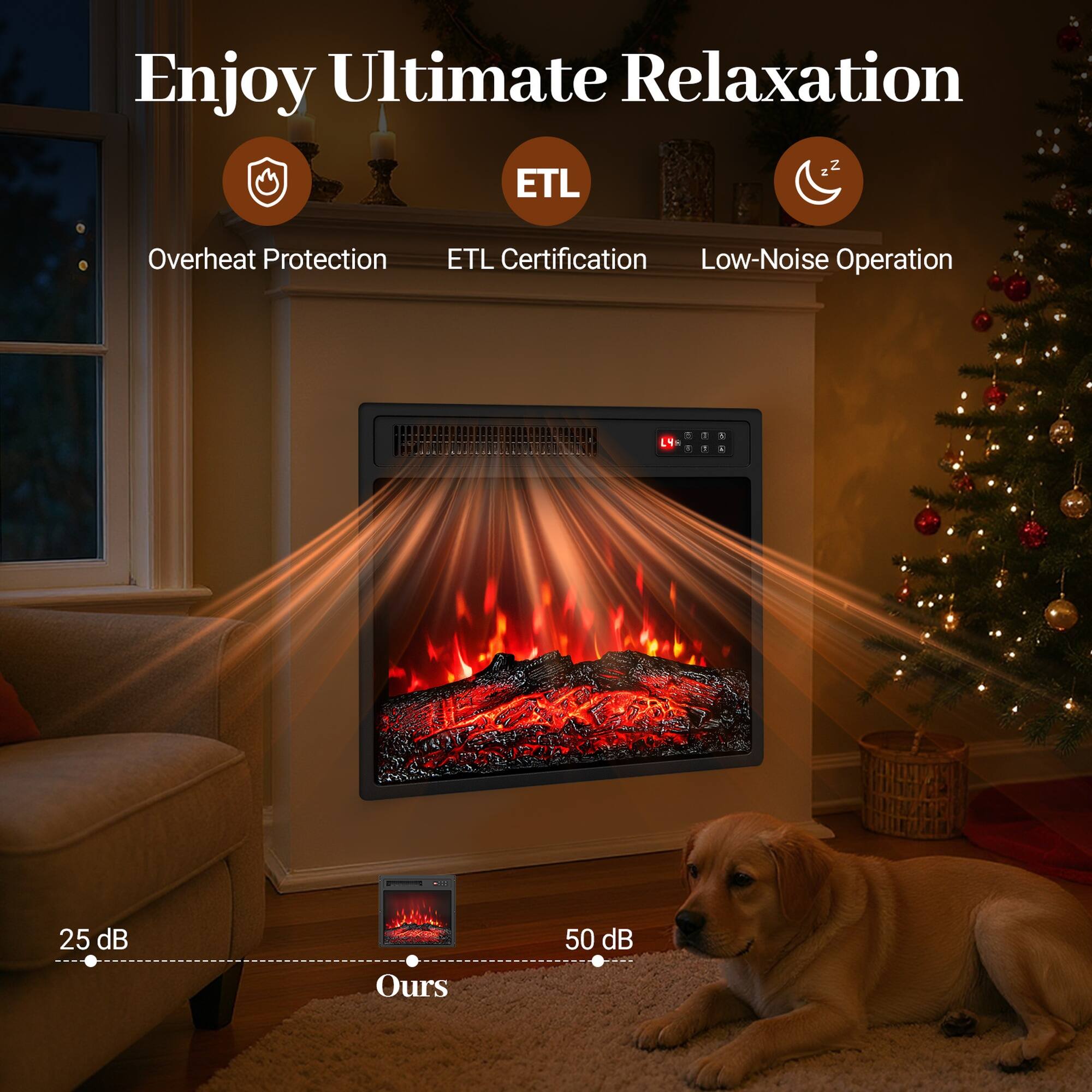 Enjoy Ultimate Relaxation

ETL

Overheat Protection
ETL Certification
Low-Noise Operation

25 dB
Ours
50 dB