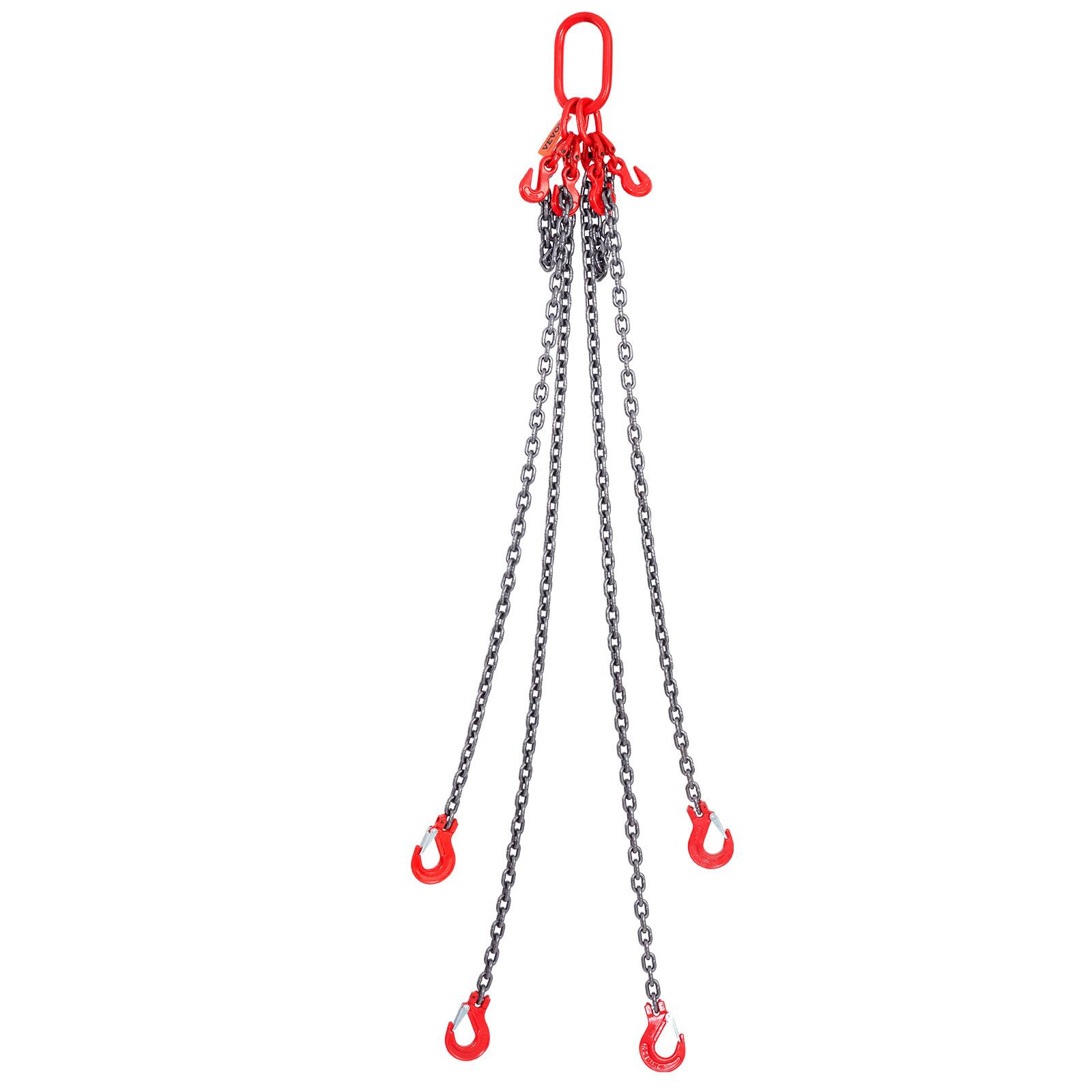 Alt View 5. VEVOR - Chain Sling,5/16 inch x 5 ft Lifting Chains with Hooks,G80 Engine Chain Hoist Lifts,11000 lbs/5 Ton Lifting Sling Chains - Red;Silver.