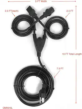 OMNIHIL - 10 Total Feet AC Dual Power Cord Compatible with CloudKey Enterprise - CK-Enterprise