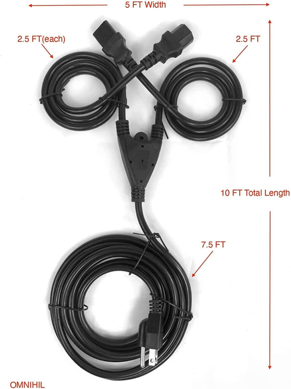 5 FT Width  
2.5 FT (each)  
2.5 FT  
10 FT Total Length  
7.5 FT  

OMNIHIL