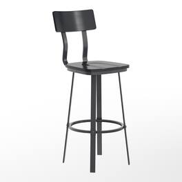 Flash Furniture - Flint Series Commercial Grade Restaurant Barstool with Wood Seat & Back and Powder Coat Frame - Black