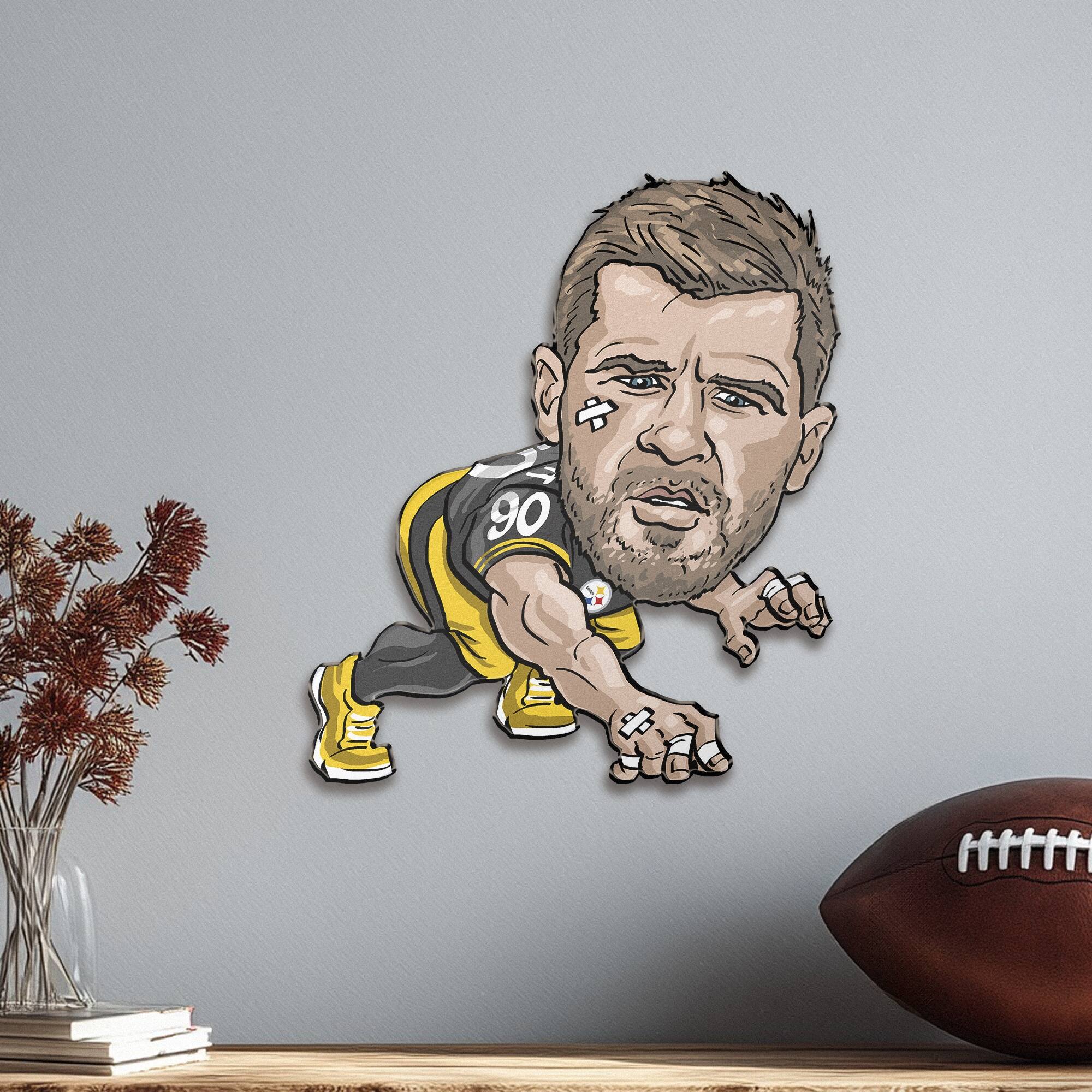 Alt View 1. Sporticulture - T.J. Watt Pittsburgh Steelers Metal Caricature Wall Art - Black.