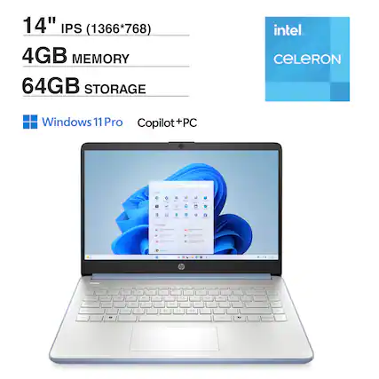 14" IPS (1366*768)
4GB MEMORY
64GB STORAGE
intel Celeron
Windows 11 Pro
Copilot+PC