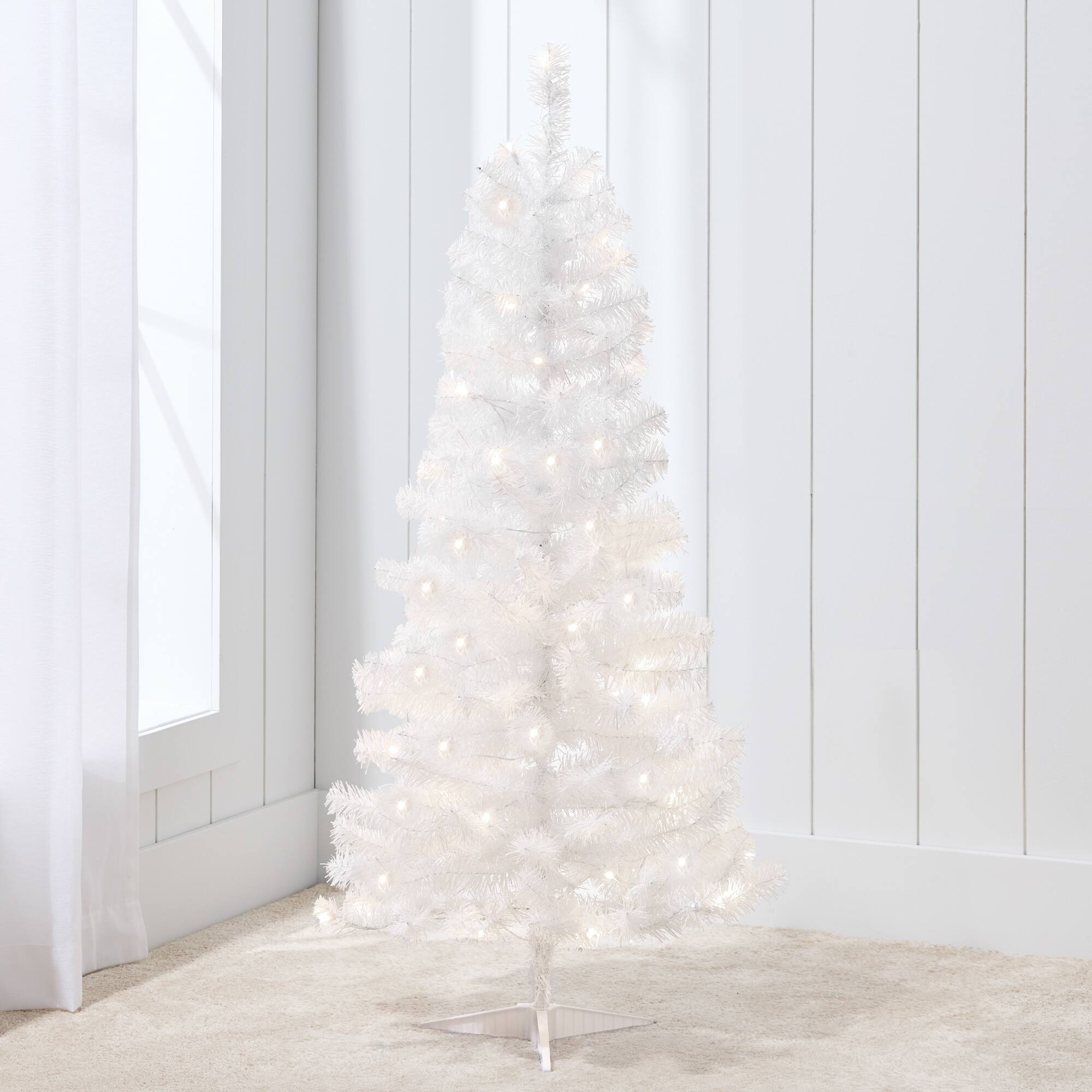 Best Choice Products - 4ft Pre-lit Colored Christmas Tree, Artificial Tree Holiday Decor w/ LED Lights - White Tinsel