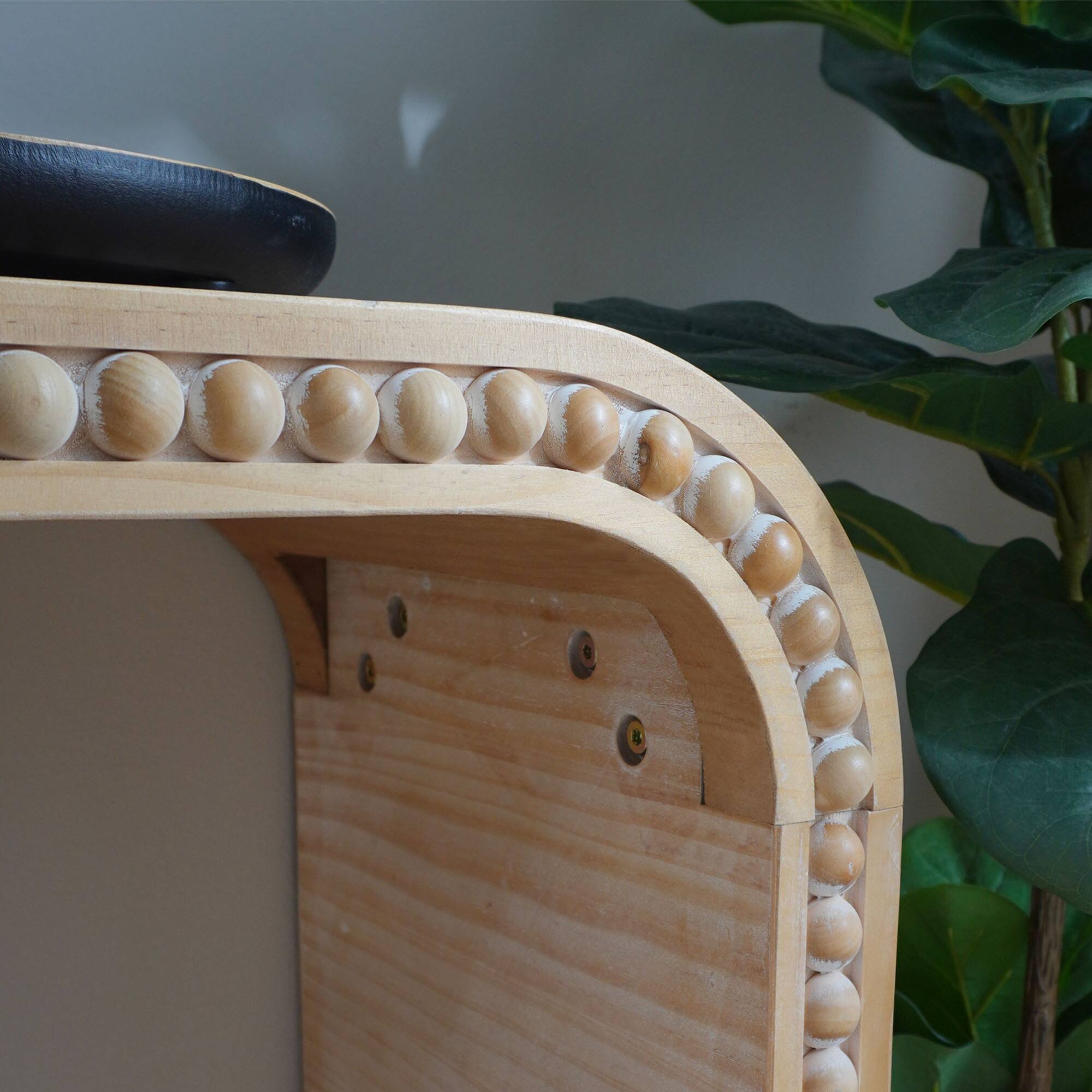 Alt View 4. GOODSILO - Elegant Curved Waterfall Console Table with Wood Bead Detailing for Entryway Hallway Living Room - Antique Natural.