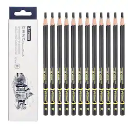 Unique Bargains - 12pcs Soft Charcoal Pencils Professional Oily for Sketching Artists Beginners Shading Blending - Black