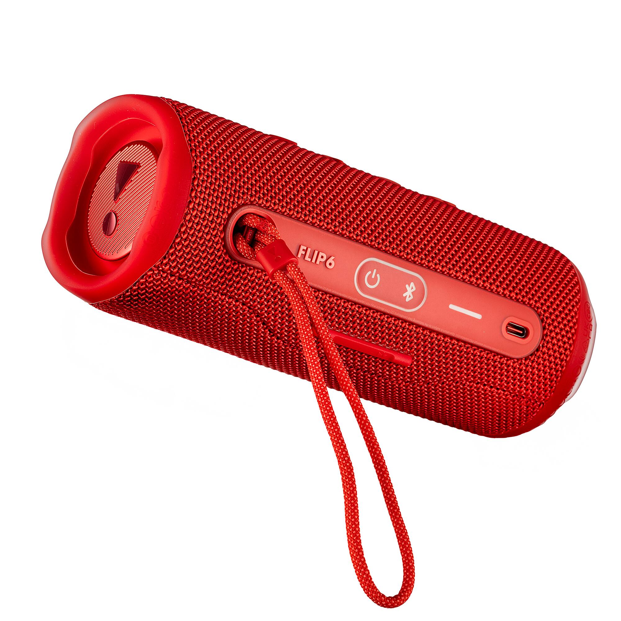 Alt View 4. JBL - JBL Flip 6 Portable Bluetooth Speaker, deep bass, IPX7 waterproof, for home with Travel Case - Red.