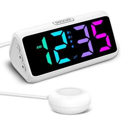 FINEAK - Loud Alarm Clock for Heavy Sleepers, Plug-in Alarm Clocks with Bed Shaker - White