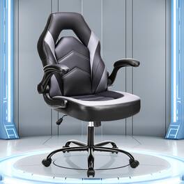 Sweet - Gaming Chair Office Desk Leather Ergonomic Computer Chairs for Adults, Teens - Black White