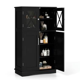 Kadyn - 4 Doors Freeestanding Bathroom Floor Cabinet with Adjustable ShelvesBlack Bathroom Cabinets for Entryway - Black