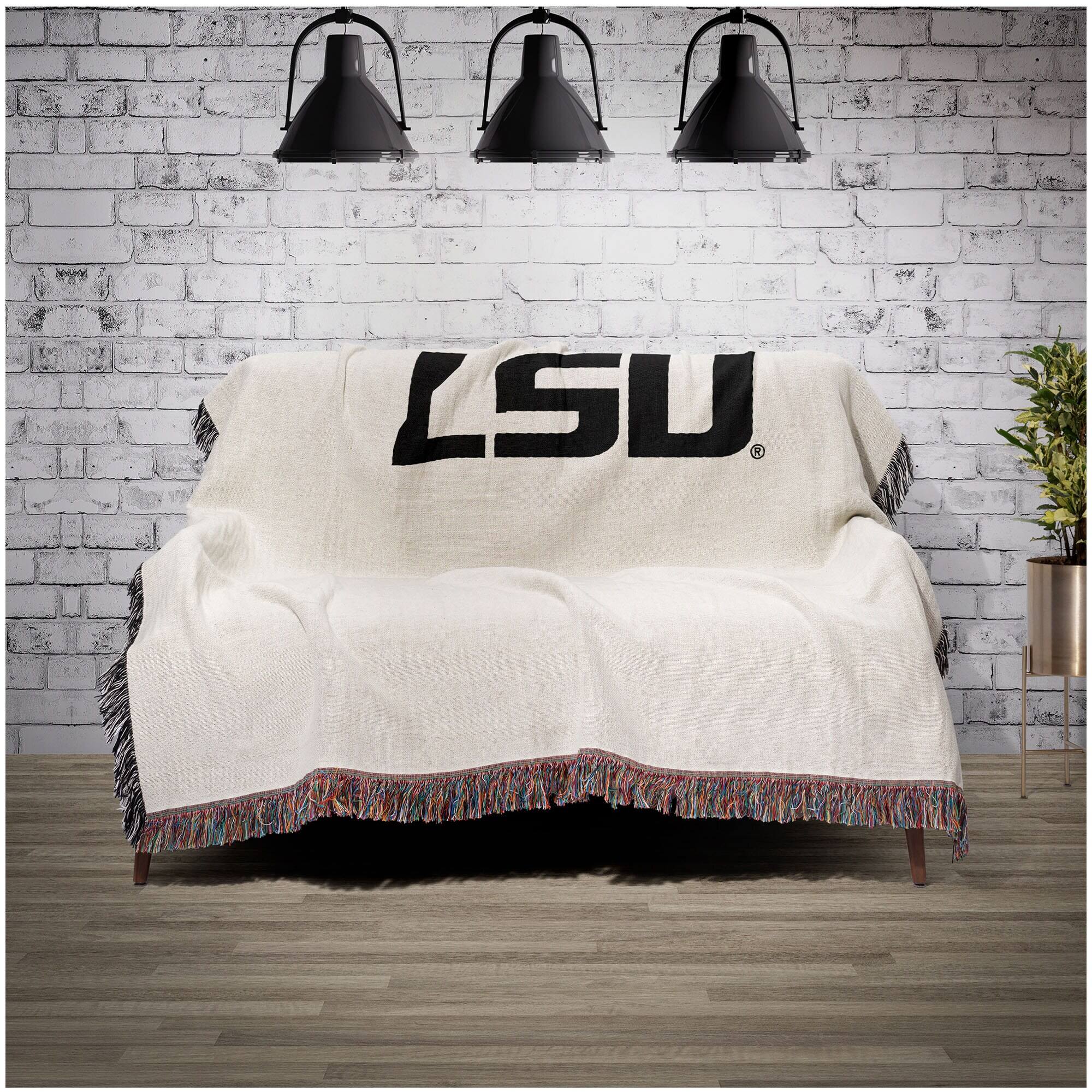 Alt View 1. Chad & Jake - LSU Tigers Woven Blanket - White.