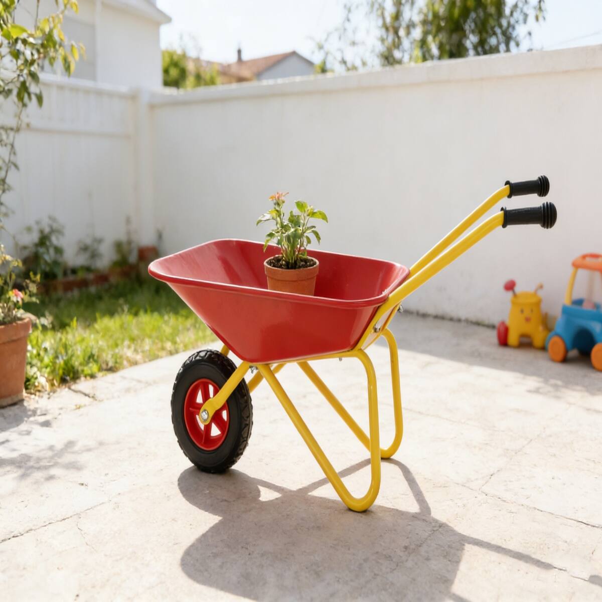 Alt View 1. Loheer - Loheer Kids Metal Wheelbarrow Red Garden Cart for Toddlers 33LBS.