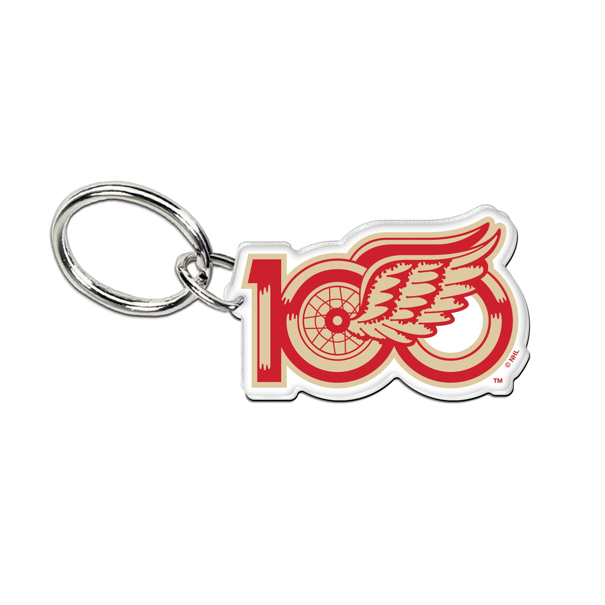 Front. WinCraft - Detroit Red Wings Centennial Premium Acrylic Key Ring - Multicolor.