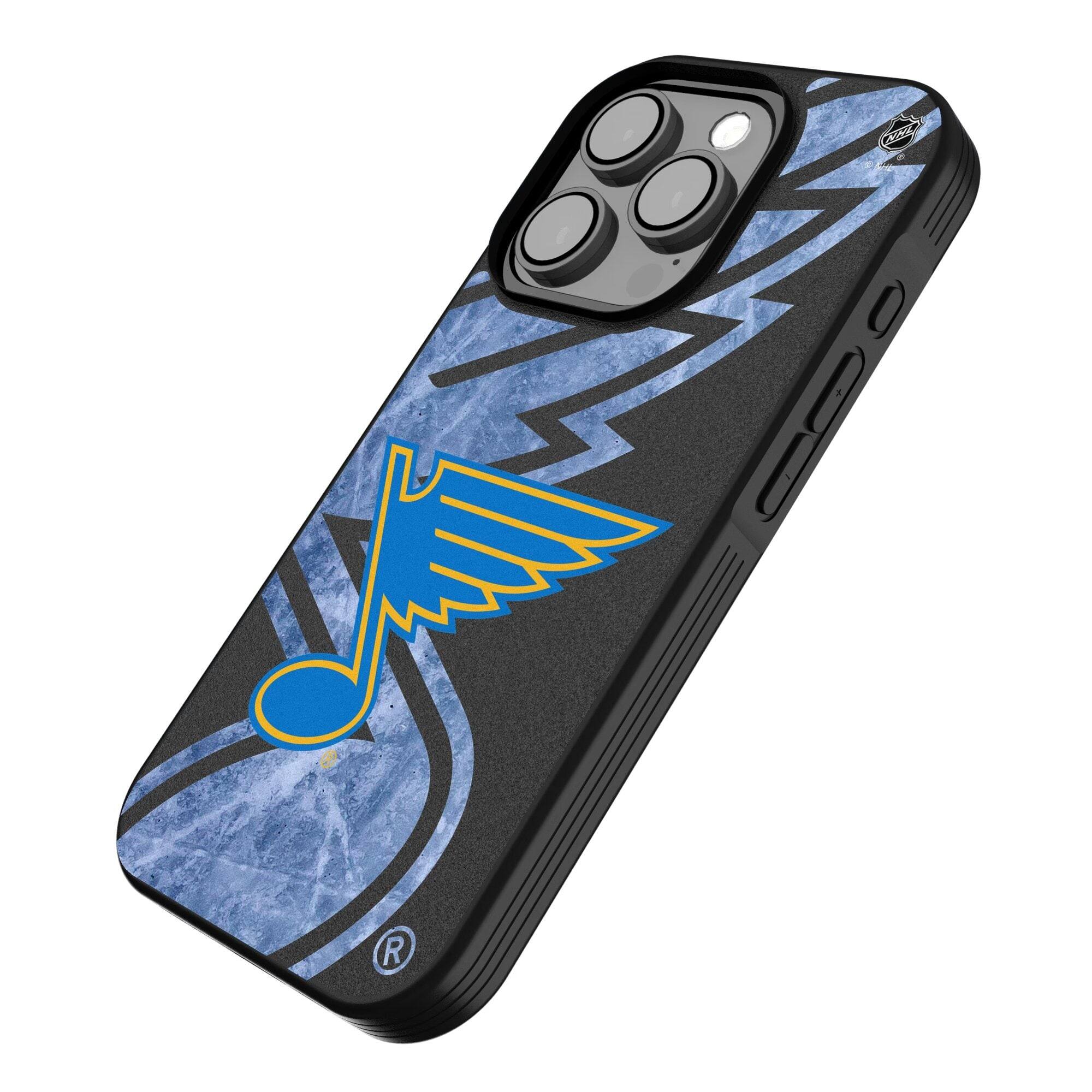 Alt View 1. Keyscaper - St. Louis Blues iPhone Tilt Bump Ice Case - 14 Pro - Multicolor.