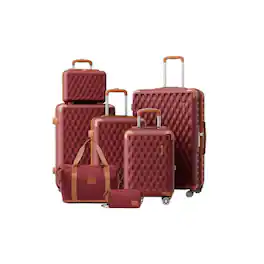 Circus Cirle - 7-Piece Brown Luggage Set - Red