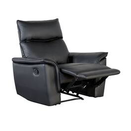 Manhattan Lane - Lenne Manual Recliner Chair, Flared Padded Arms, Leather Match - Black