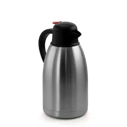 Front. MegaChef - MegaChef 2.11 Quart Stainless Steel Thermal Beverage Carafe for Coffee and Tea - Silver and Black.
