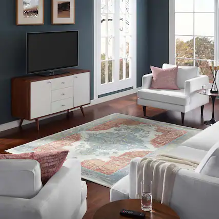 Front. Modway - Citlali Distressed Southwestern Aztec Area Rug - Multicolored.