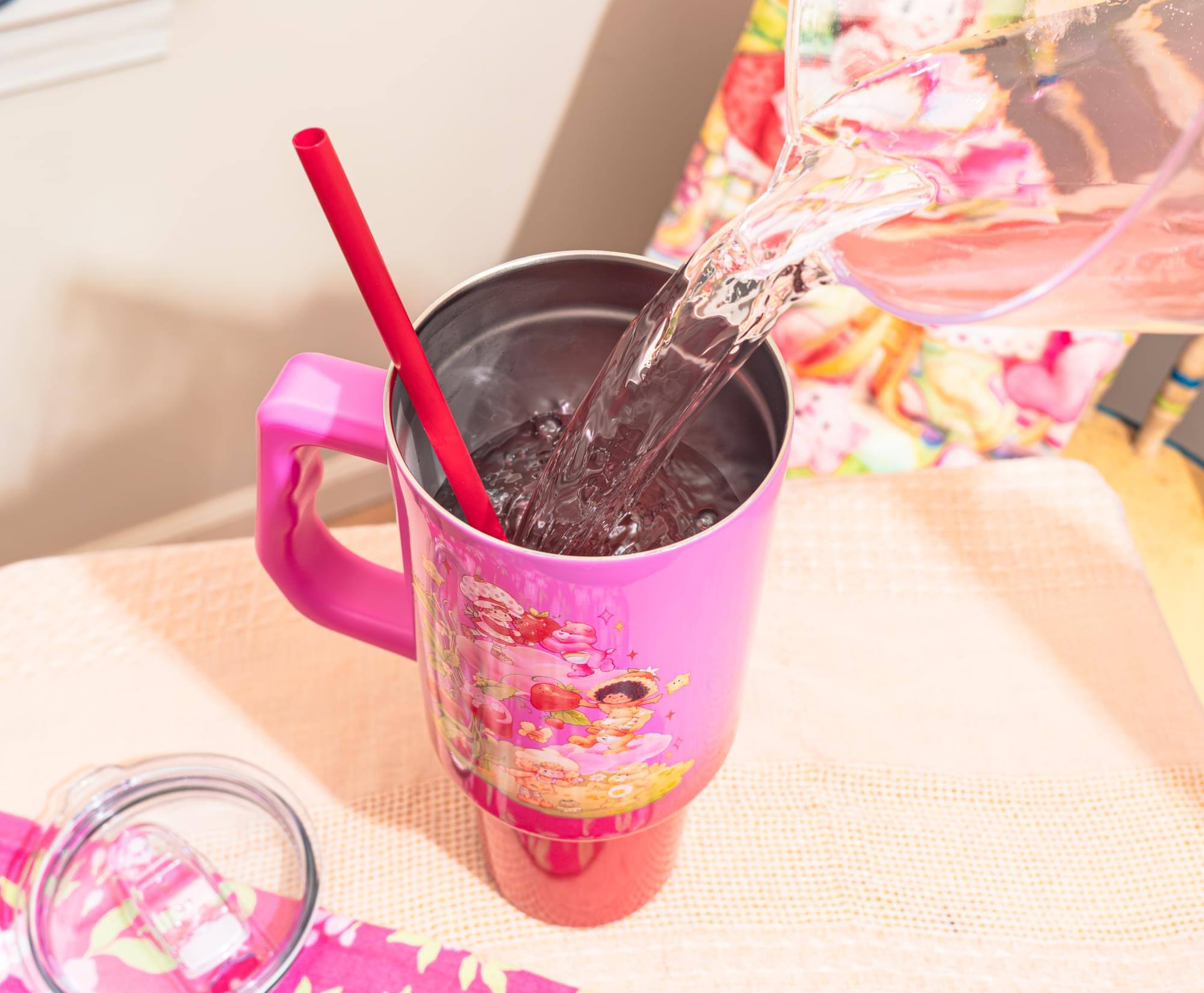 Alt View 5. Silver Buffalo - Care Bears x Strawberry Shortcake 40-Ounce Stainless Steel Tumbler - Pink.