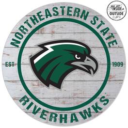 Jardine - Northeastern State Riverhawks 20'' Indoor/Outdoor Weathered Circle Sign - White