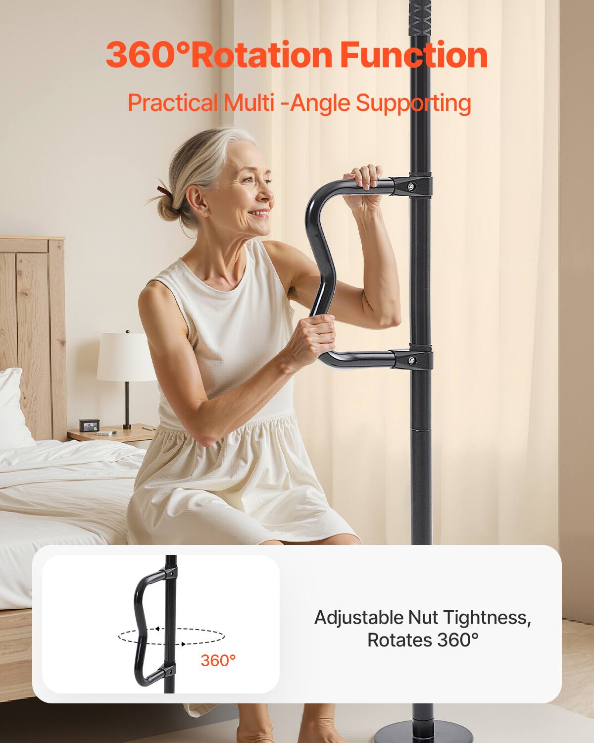 360° Rotation Function  
Practical Multi-Angle Supporting  

Adjustable Nut Tightness, Rotates 360°