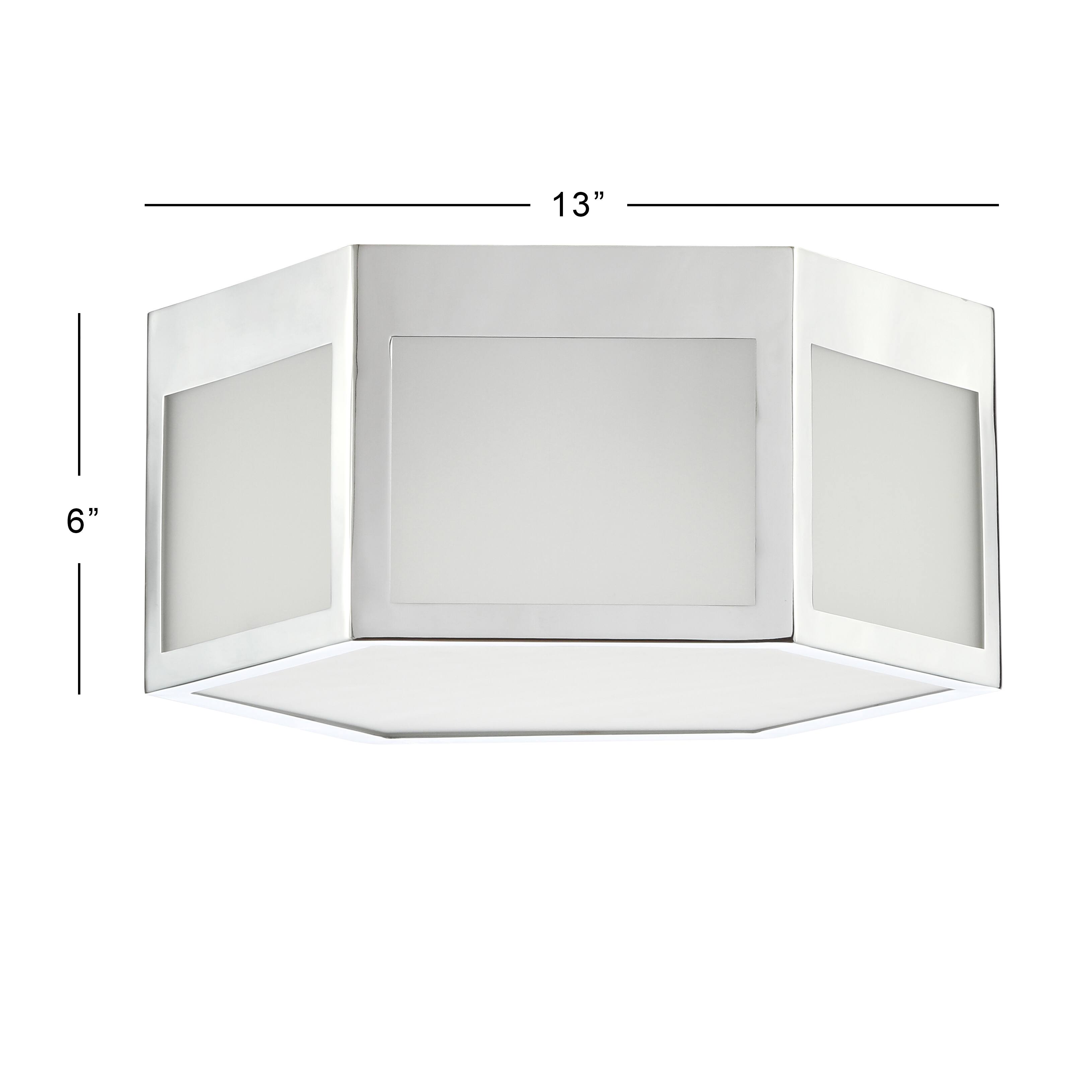 Alt View 2. Jonathan Y - Minimo 13" Hexagon Metal/Frosted Glass LED Flush Mount, Chrome - Chrome.