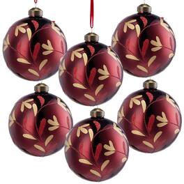 Dexmalle - Dexmalle-D3.9 Christmas Decorative Glass Hanging Ball Ornaments,Set of 6 - Red