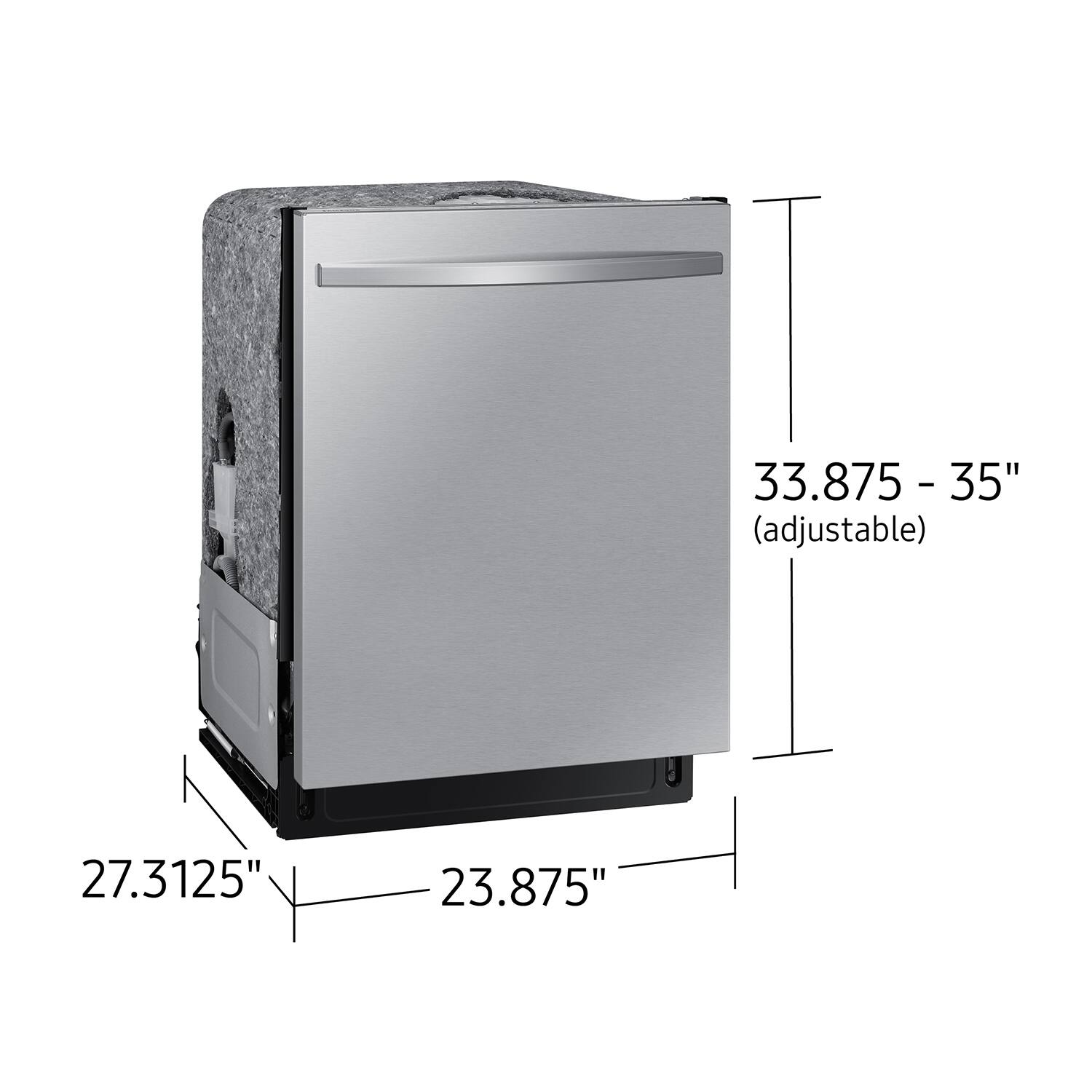 33.875" - 35" (adjustable)  
27.3125"  
23.875"
