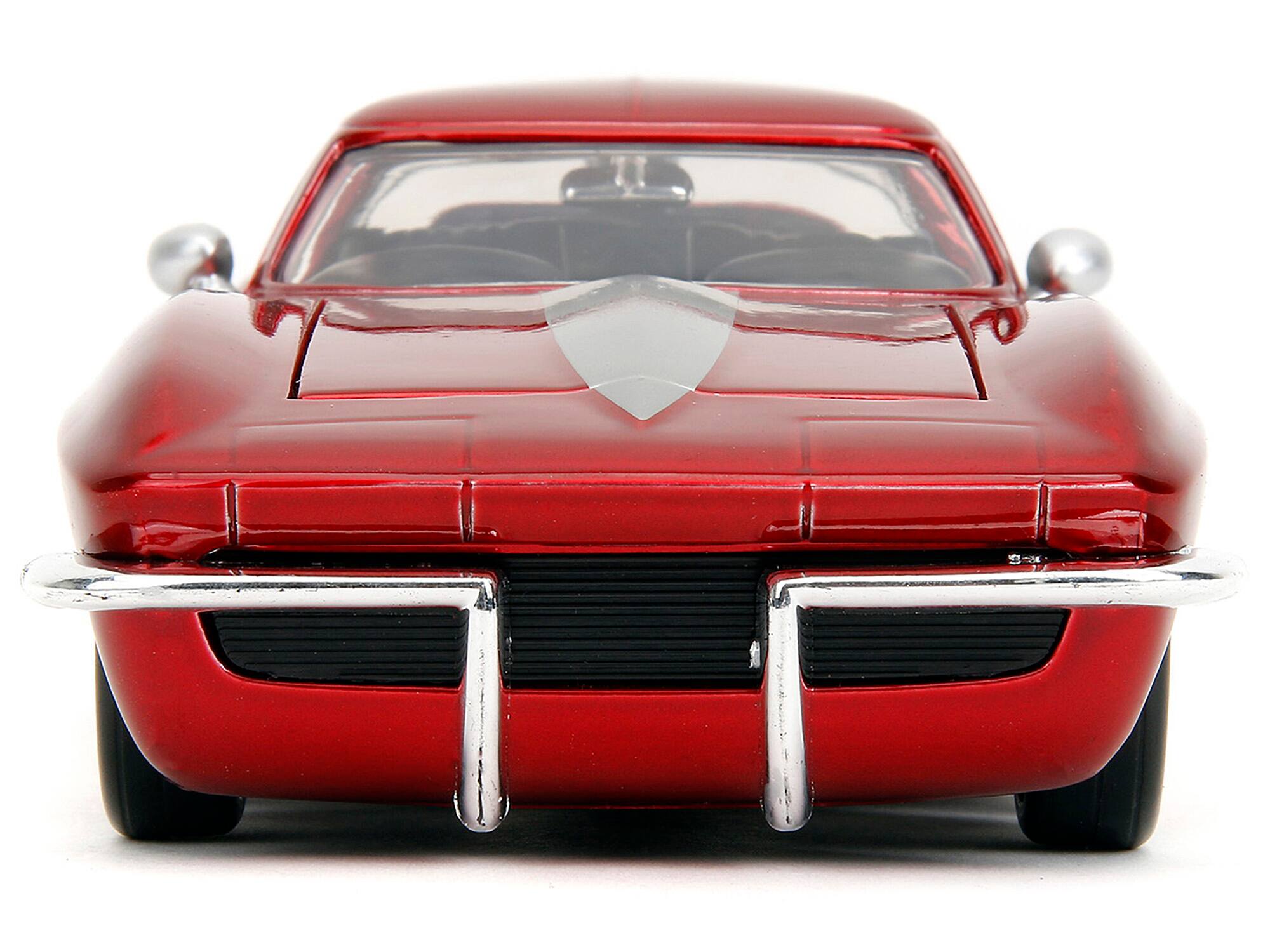 Alt View 7. Jada - 1963 Chevrolet Corvette Stingray Red Metallic with Silver Graphics "Bigtime Muscle" Series 1/24 Model Car by Jada.