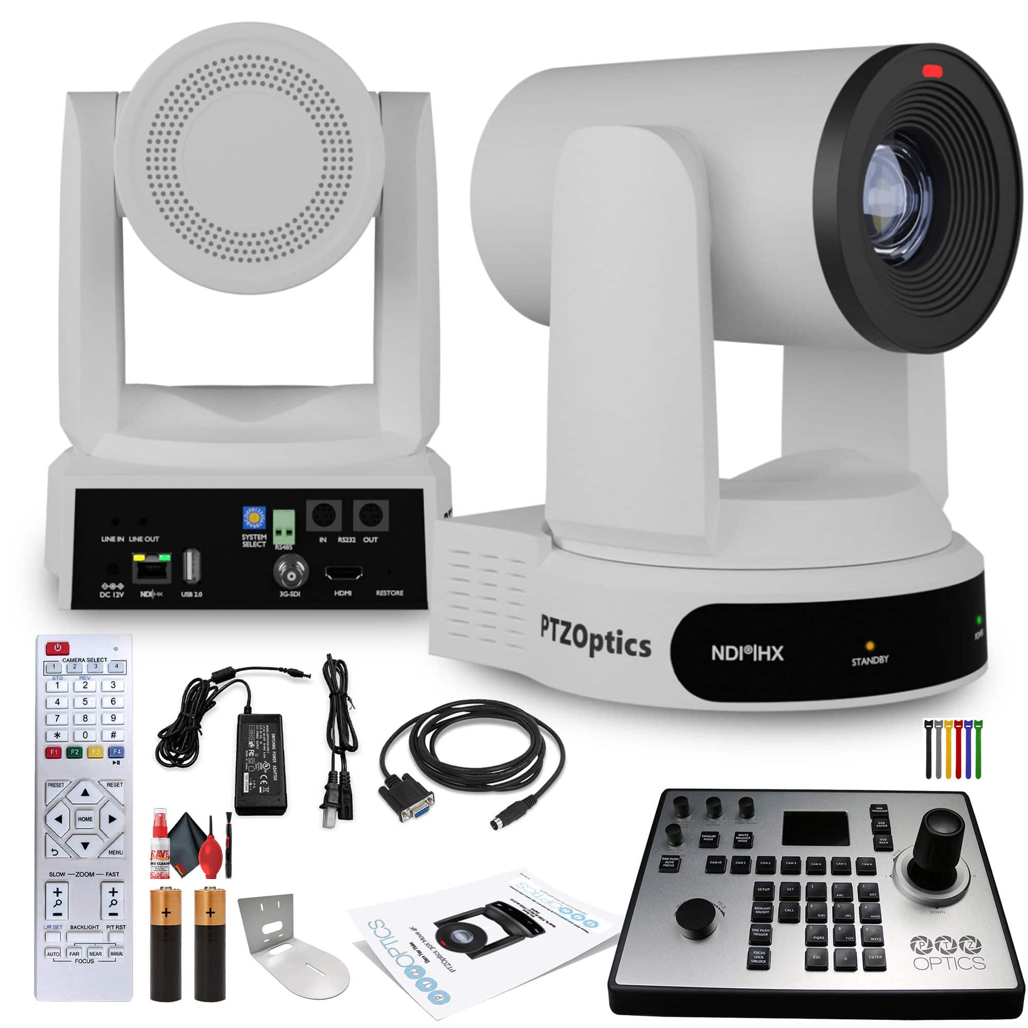 PTZOptics - Move 4K PTZ Camera with 30x Zoom (White) (PT30X-4K-WH-G3) + PT-JOY-G4 Controller + Wall Mount