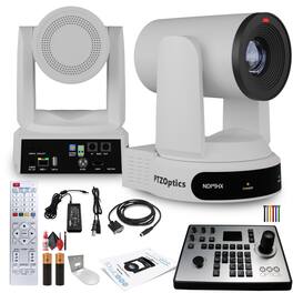 PTZOptics - Move 4K PTZ Camera with 30x Zoom (White) (PT30X-4K-WH-G3) + PT-JOY-G4 Controller + Wall Mount