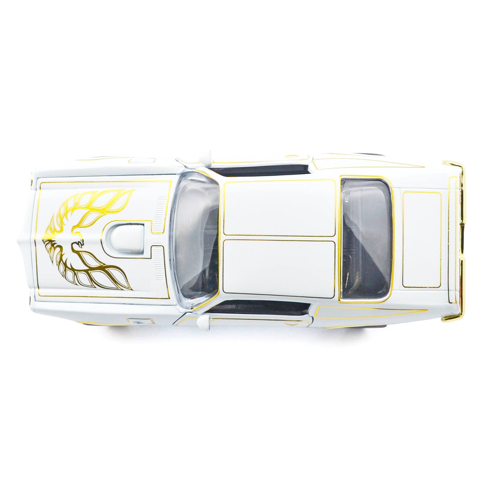Alt View 4. Motormax - 1973 Pontiac Firebird Trans Am White Metallic with Gold Accents "Luxe Legends" Series 1/24 Diecast Model Car by Motormax.