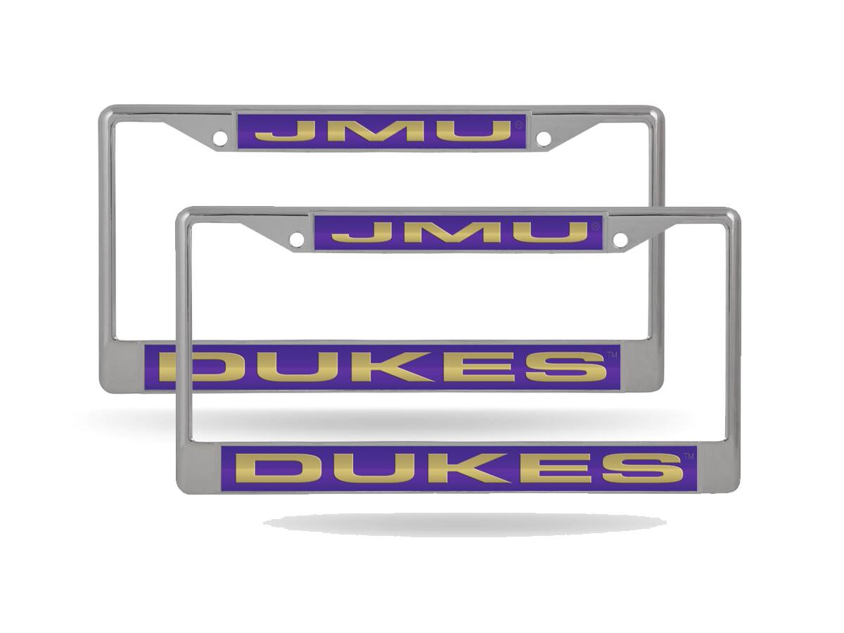 James Madison Dukes (Set of 2) Chrome Metal Laser Cut License Plate Frame