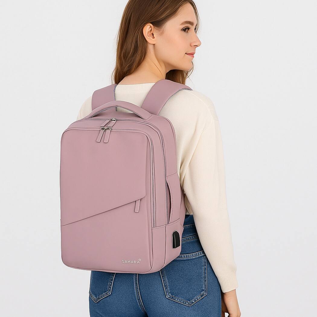 Alt View 16. SaharaCase - Water Resistant Backpack with USB Charging port and fits up to 17.3" laptop - Desert Purple.